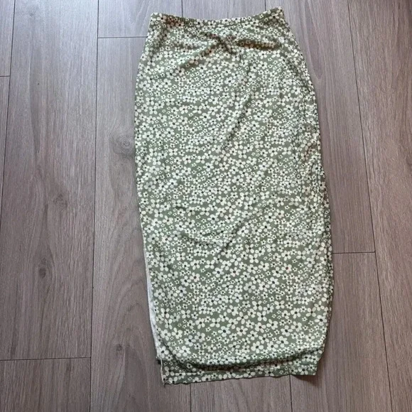 Milumia Women's Floral Print High Waist Skirt High Side Split Boho Small green - Picture 4 of 10